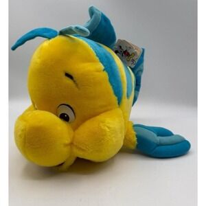 Disney Flounder Plush 14" The Little Mermaid Yellow Blue Stuffed Fish Toy VTG